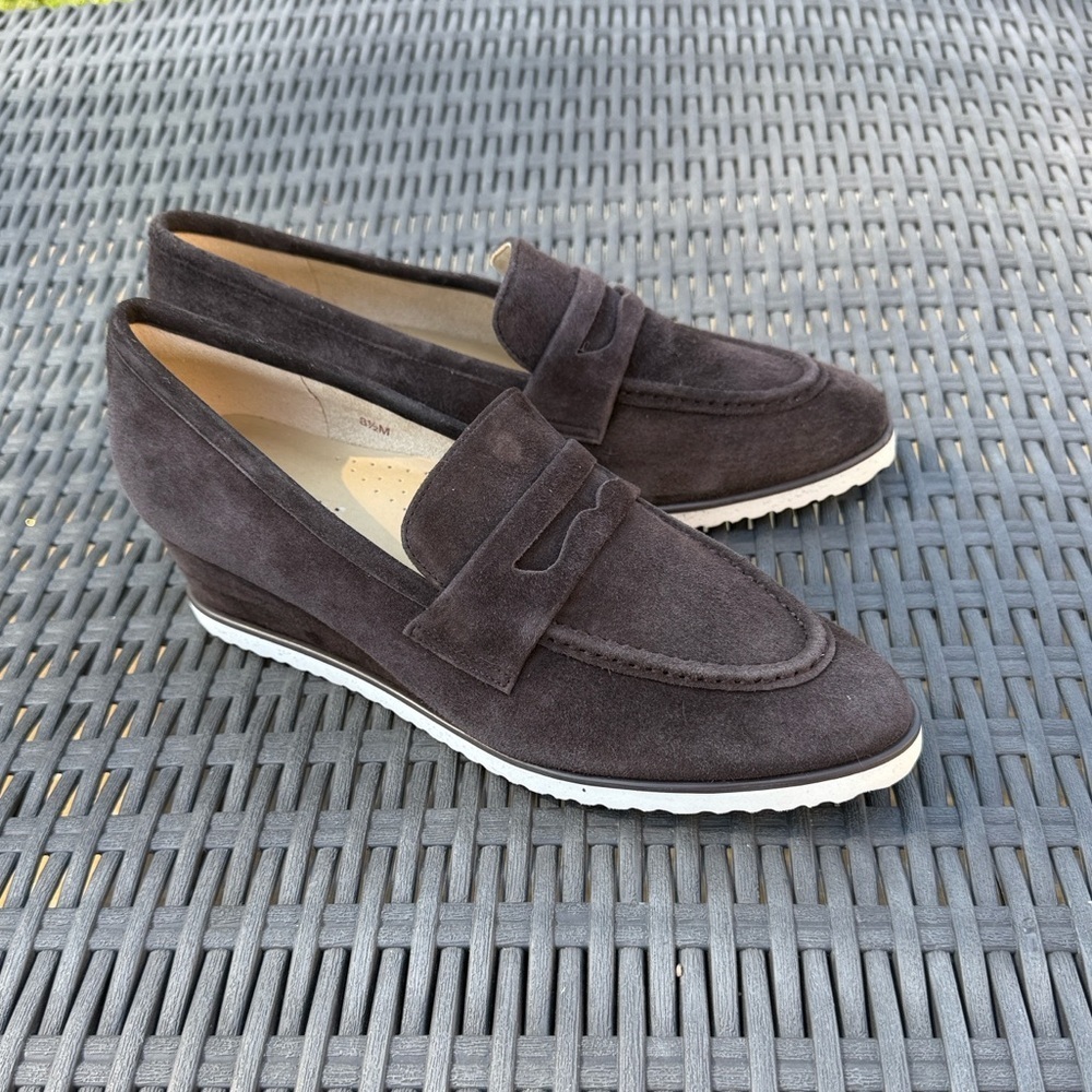 VANELi Women's Devera Platform Dark Brown Suede Penny Loafers Size 8.5